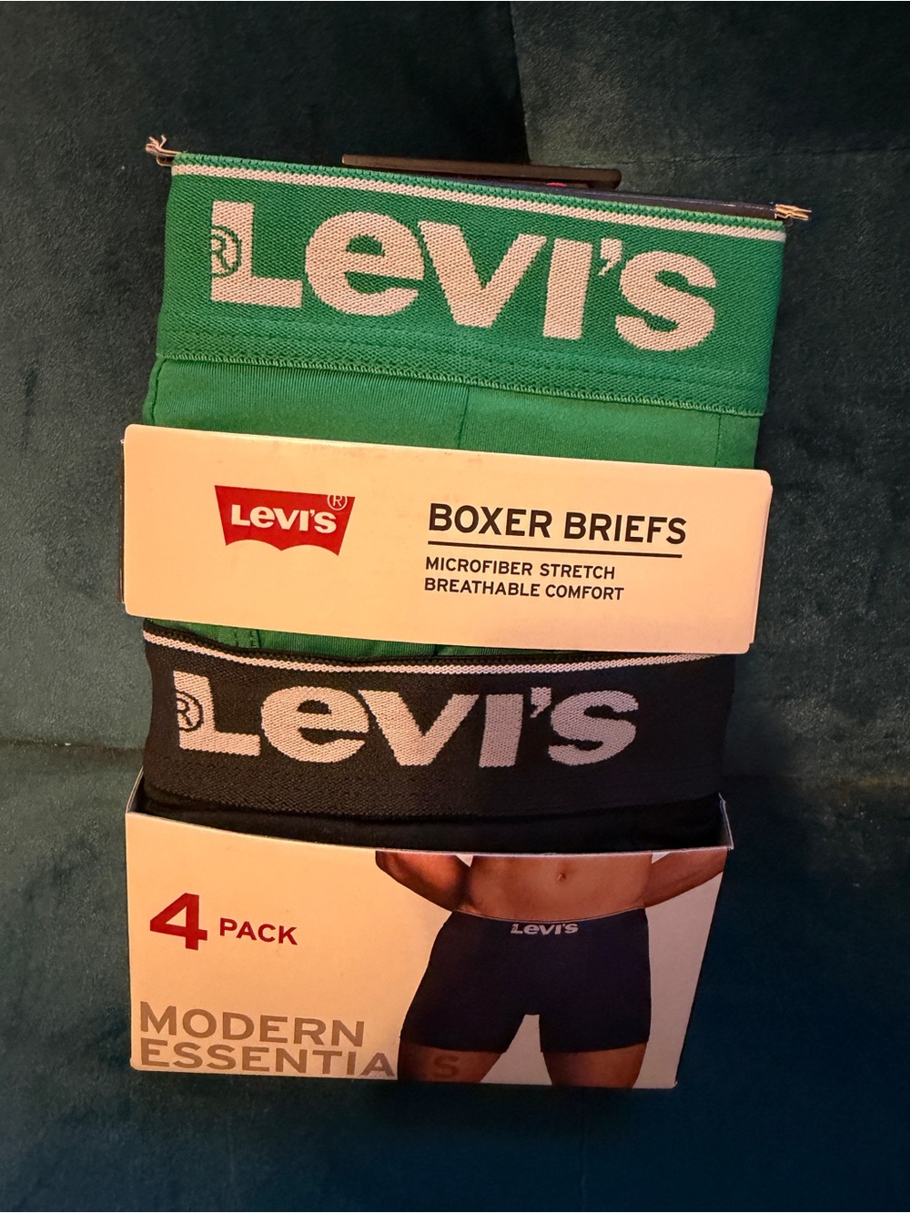 Levi's 4-Pack Boxer Briefs in Green and Black